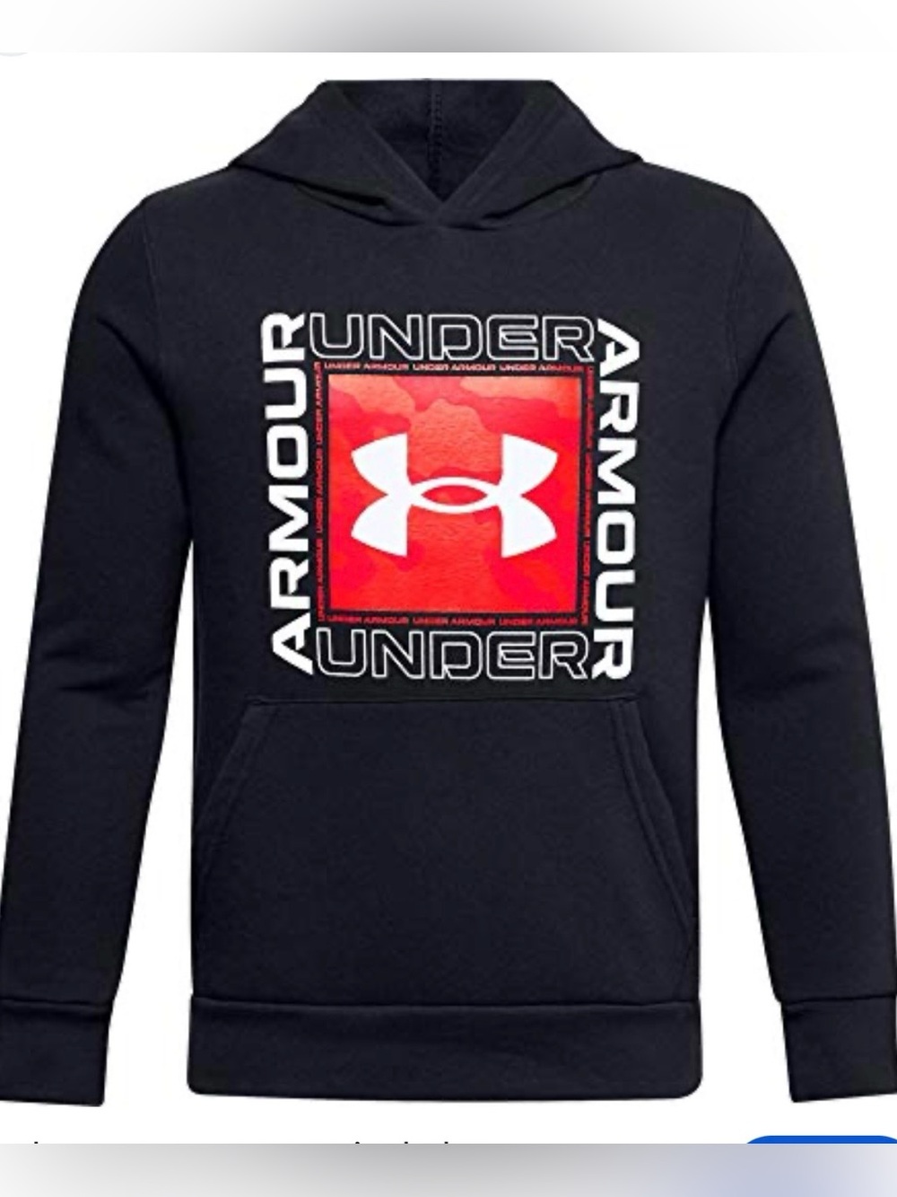 NWOT Under Armour Boys Rival Fleece Hoodie Black Red Hooded Sweatshirt